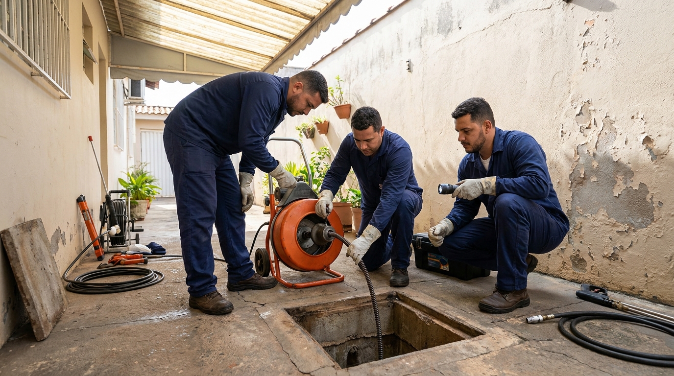 Desentupimento de esgoto com hidrojateamento em Toledo‑PR