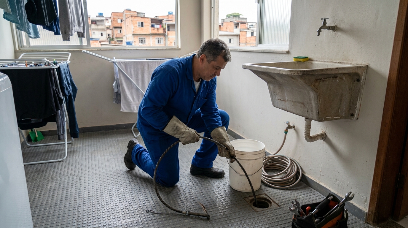 Desentupimento de ralo no banheiro em Toledo‑PR
