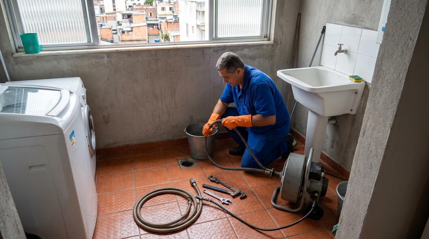 Desentupimento de ralo com equipamento em Toledo‑PR