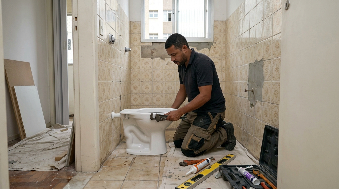 Instalação de vaso sanitário profissional em Toledo‑PR