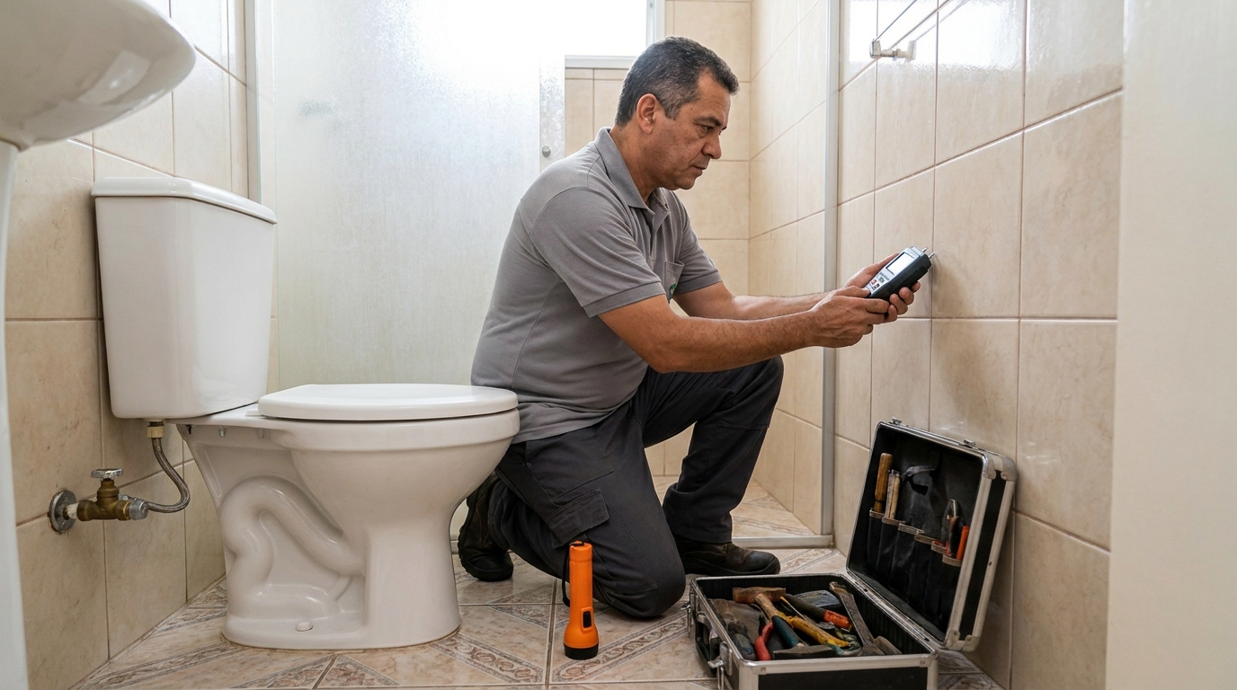 Técnico de caça vazamento com detector em Toledo‑PR